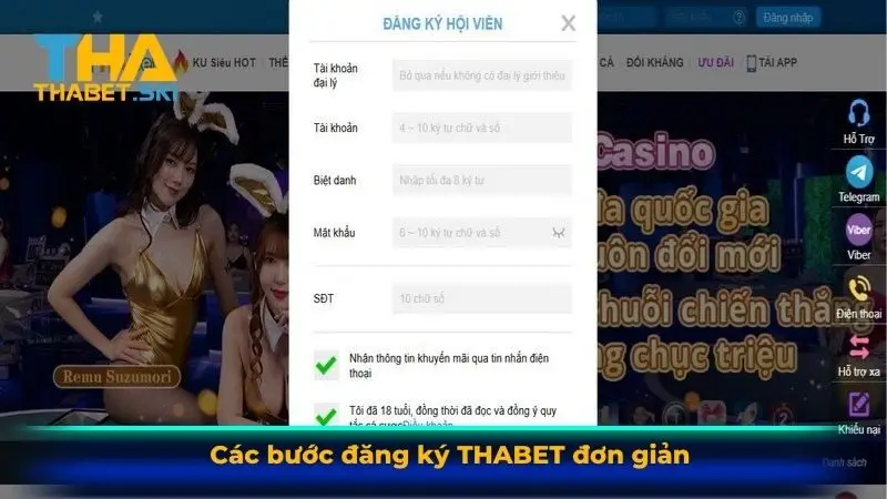 Các bước đăng ký Thabet đơn giản