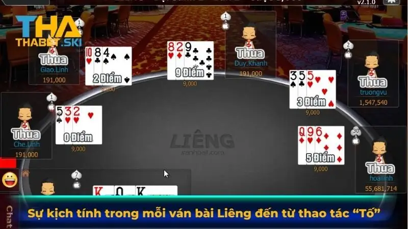 Sự kịch tính trong mỗi ván bài Liêng đến từ thao tác “Tố”