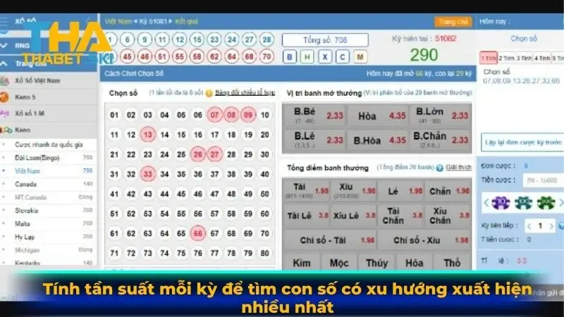 Tính tần suất mỗi kỳ để tìm con số có xu hướng xuất hiện nhiều nhất